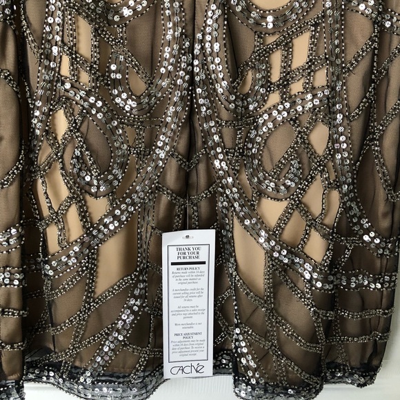 🆕 Cache Gold Sequin Embellished Cocktail Dress - Picture 8 of 8